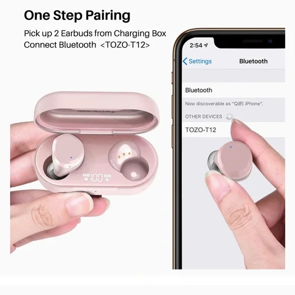 Wireless earbuds TOZO T12 rose gold - Picture 6 of 8